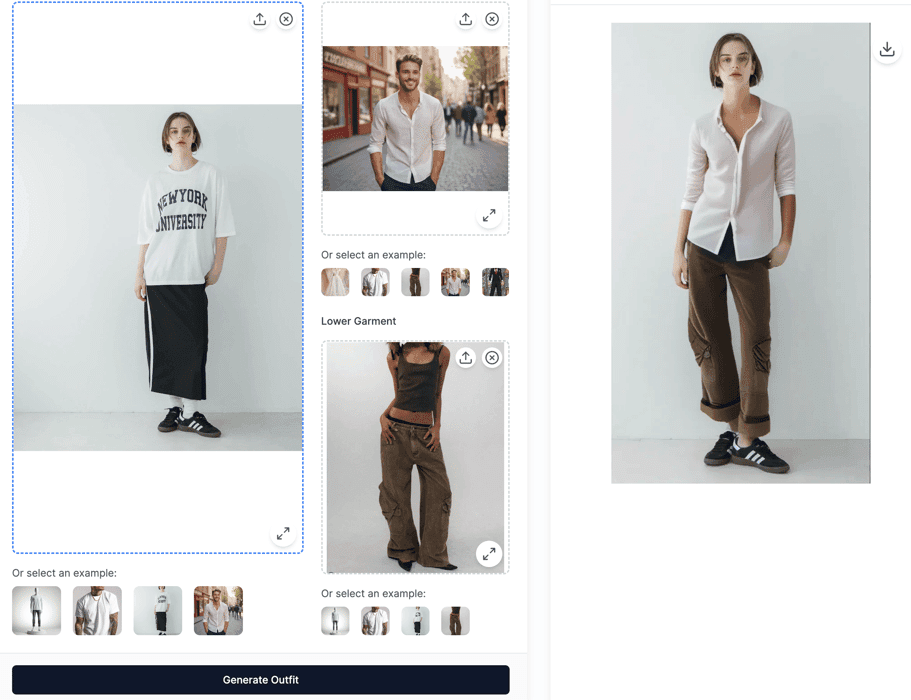 Easy two-photo AI outfit generation